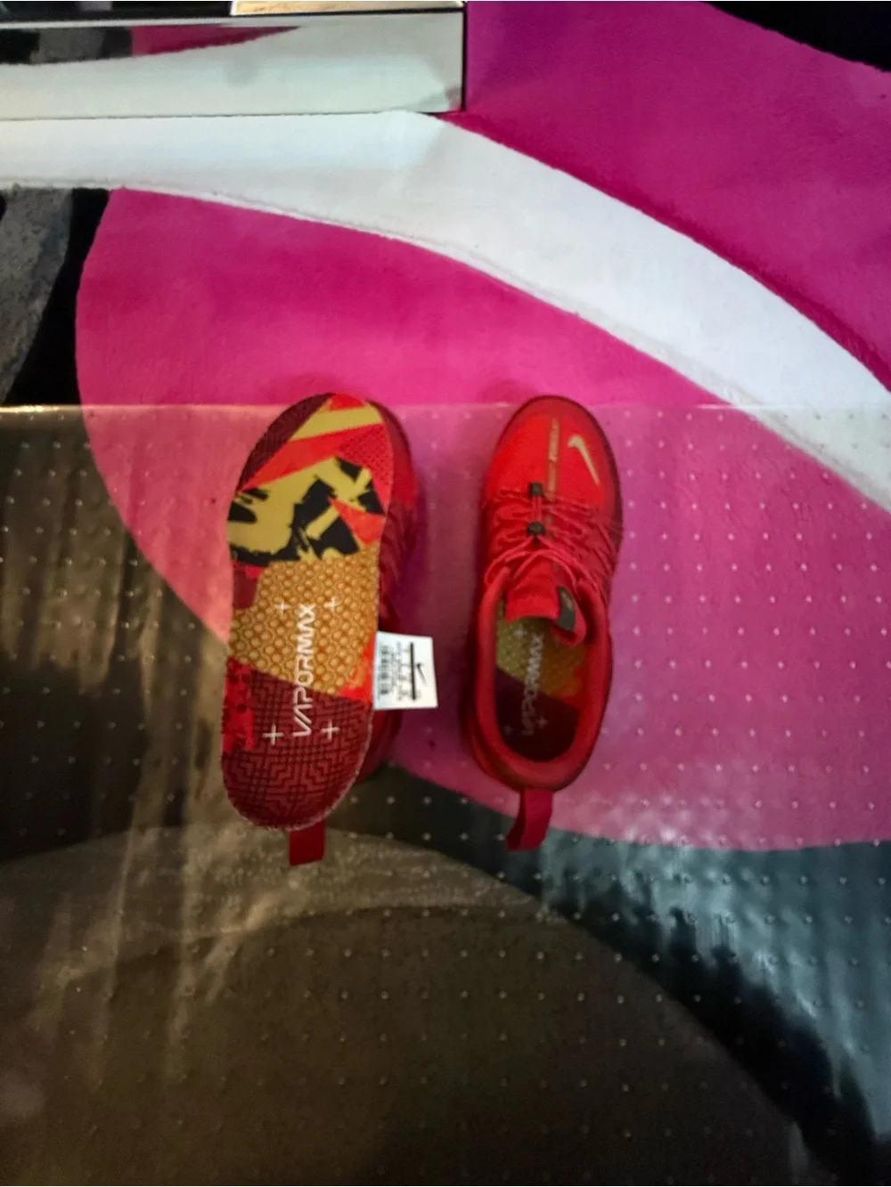 Nike Kids' Red and Gold Air VaporMax Sneakers